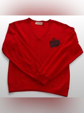 Vintage Carling Black Label Beer Sweatshirt Red V Neck Creslan Acrylic Small